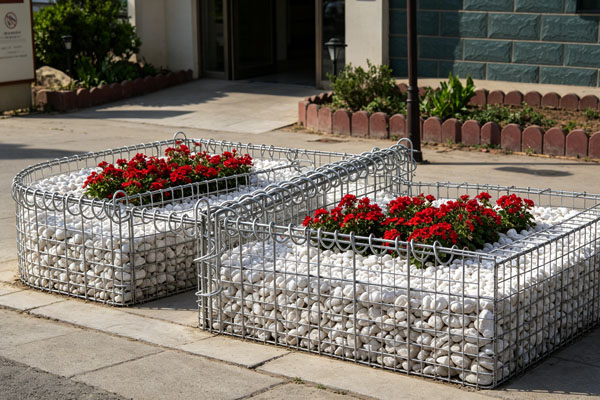 Building Entrance Decorative Gabion Planter Set